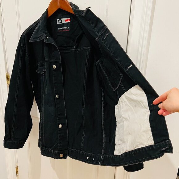 VTG Southpole Jacket Mens Black Denim Y2K Type II Grunge 90s Rap Hip Hop 90s - Picture 7 of 16